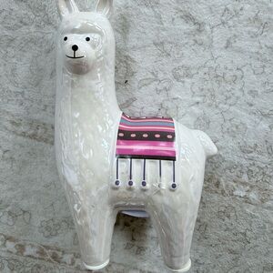 Ceramic Llama Figurine with Colorful Blanket